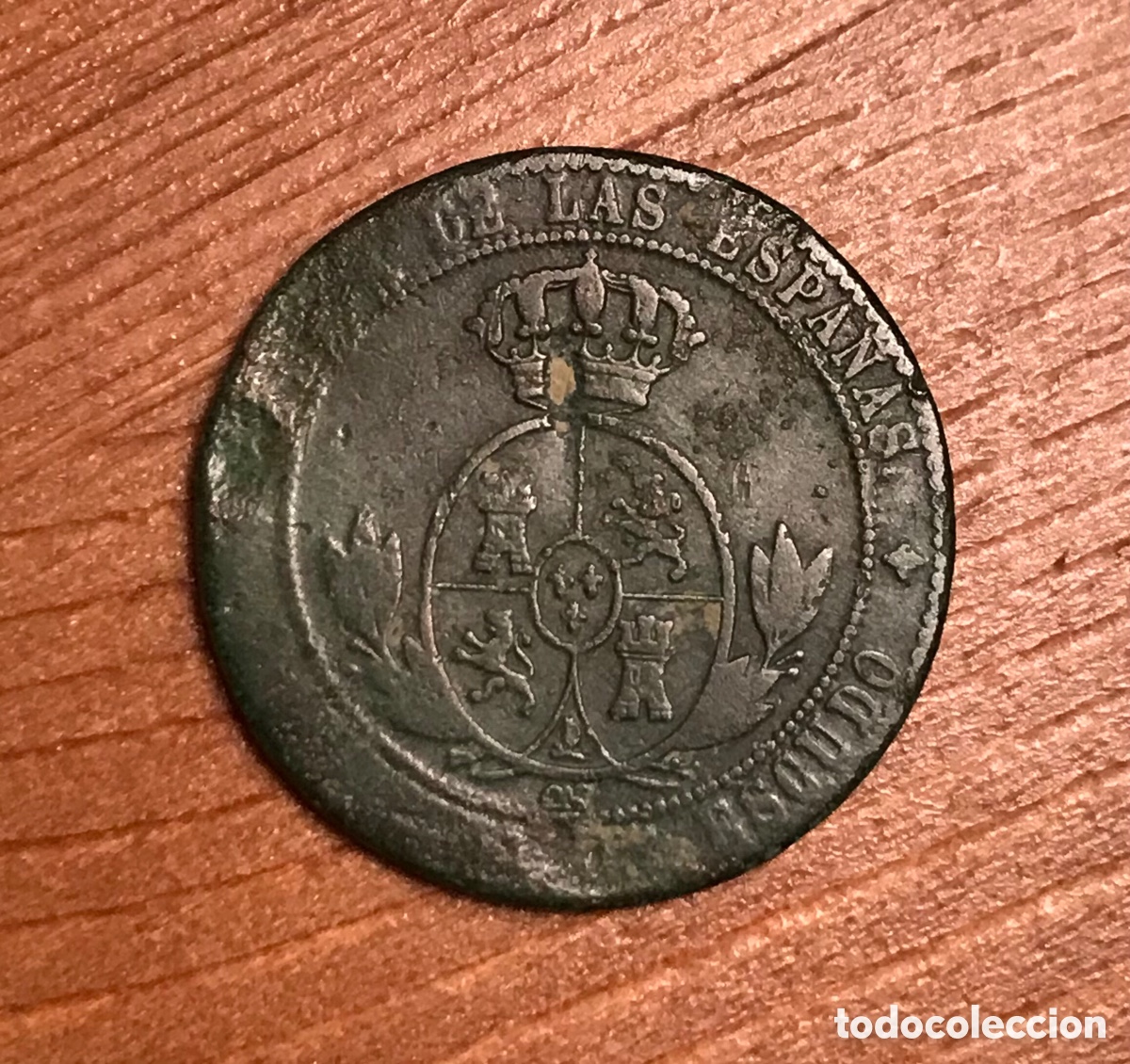 Monedas de Espa&ntilde;a: Moneda Isabel II. Un c&eacute;ntimo de escudo. Lote de 2. - Foto 3