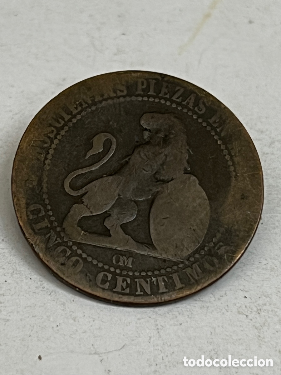 Monedas de Espa&ntilde;a: Moneda de 5 c&eacute;ntimos 1870 L52 - Foto 1