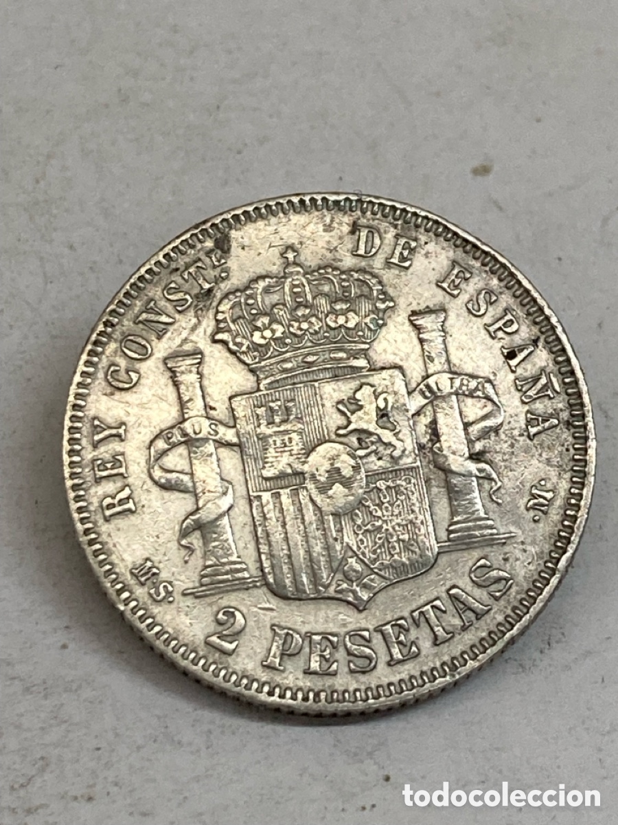 Monedas de Espa&ntilde;a: Moneda de plata 2 pesetas 1882 L53 - Foto 2