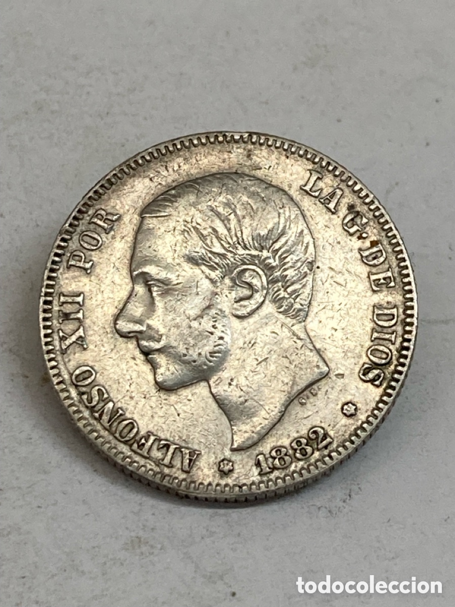 Monedas de Espa&ntilde;a: Moneda de plata 2 pesetas 1882 L53 - Foto 1