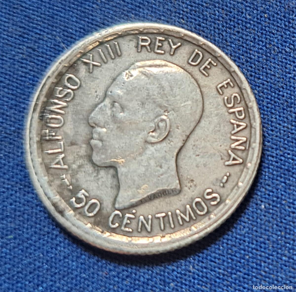 Monedas de Espa&ntilde;a: Moneda de plata 50 c&eacute;ntimos 1925 Alfonso XIII - Foto 1