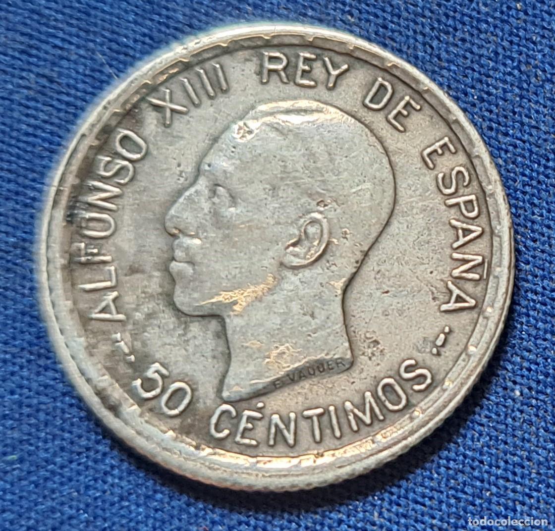 Monedas de Espa&ntilde;a: Moneda de plata 50 c&eacute;ntimos 1925 Alfonso XIII - Foto 3