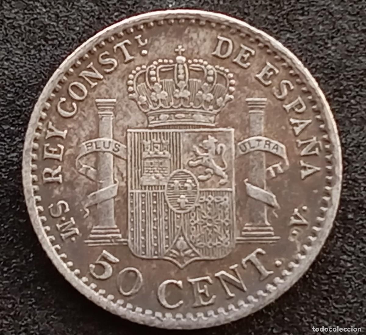 Monedas de Espa&ntilde;a: Alfonso XIII 50 c&eacute;ntimos 1904 0*4* - Foto 2