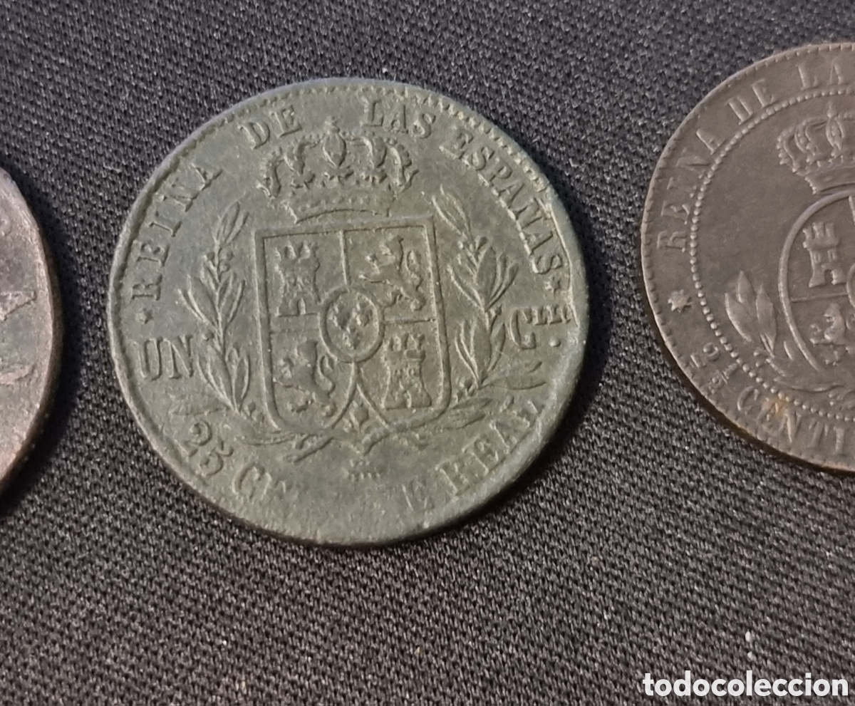 Monedas de Espa&ntilde;a: 4 MONEDAS ISABEL II COBRE - Foto 7