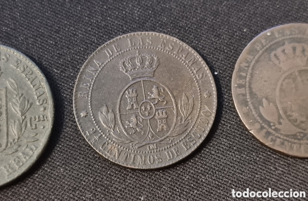 Monedas de Espa&ntilde;a: 4 MONEDAS ISABEL II COBRE - Foto 8