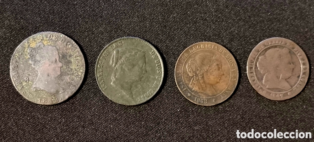 Monedas de Espa&ntilde;a: 4 MONEDAS ISABEL II COBRE - Foto 1