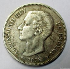 Monedas de España: ALFONSO XII, 5 PESETAS DE PLATA 1875* 18-75. CECA DE MADRID-D.E.M. DURO DE PLATA. LOTE 4610