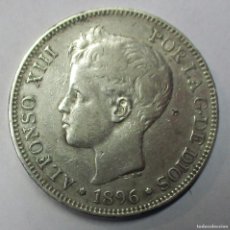 Monedas de España: ALFONSO XIII, 5 PESETAS DE PLATA 1896* 18-96. CECA DE MADRID-P.G.V. DURO DE PLATA. LOTE 4611