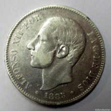 Monedas de España: ALFONSO XII, 5 PESETAS DE 1885 * 18 - 87 CECA DE MADRID- M.S.M. DURO DE PLATA. LOTE 4614