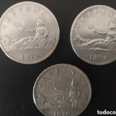 Monedas de España: LOTE DE 3 MONEDAS DE 5 PTAS DE PLATA DE 1870......75 GRAMOS DE PLATA .... ES EL DE LAS FOTOS