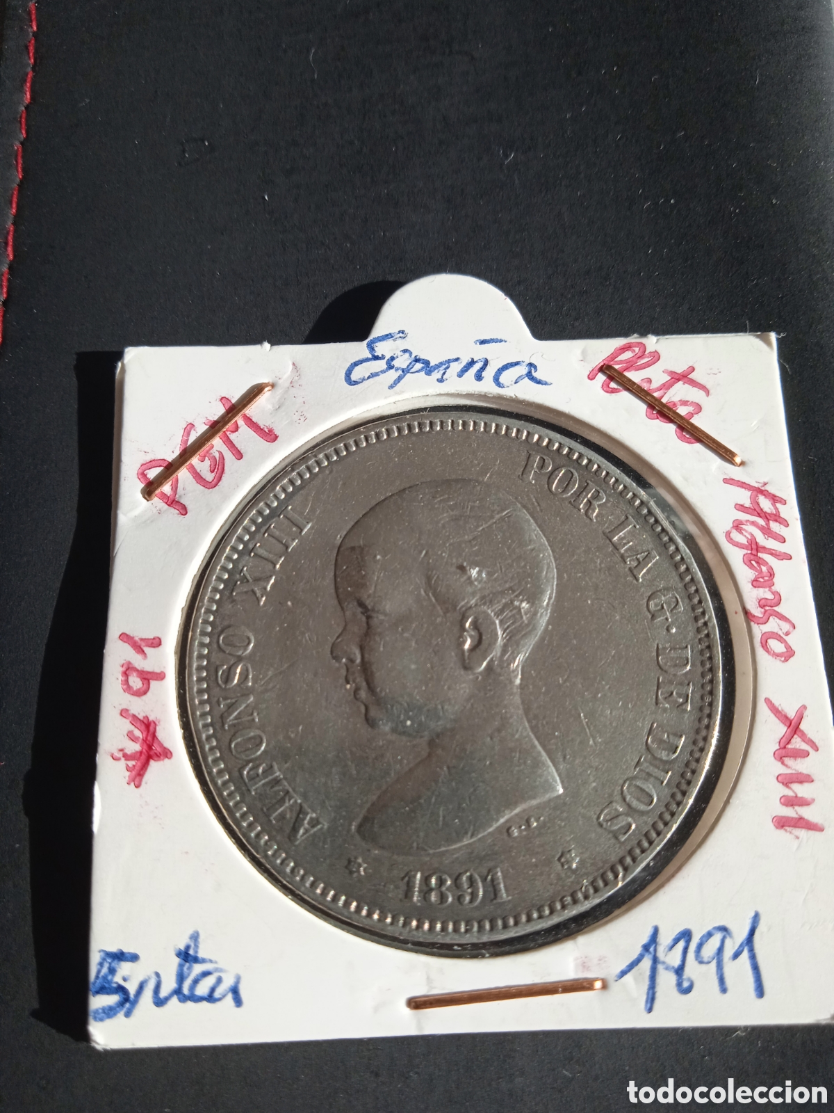 Monedas de Espa&ntilde;a: Moneda 5 pesetas plata a&ntilde;o 1891 - Foto 2