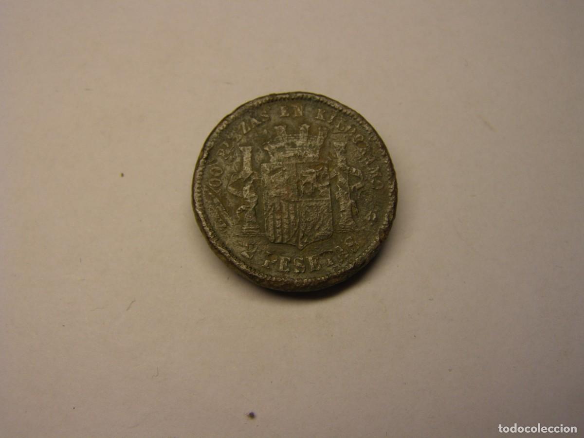 Monedas de Espa&ntilde;a: Moneda de 2 pesetas, falsa de &eacute;poca, a&ntilde;o 1870. - Foto 2
