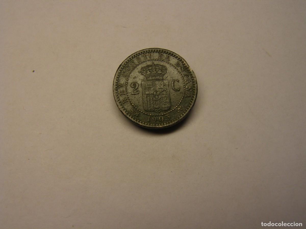 Monedas de Espa&ntilde;a: Moneda de 2 c&eacute;ntimos, Alfonso XIII, a&ntilde;o 1905. - Foto 2