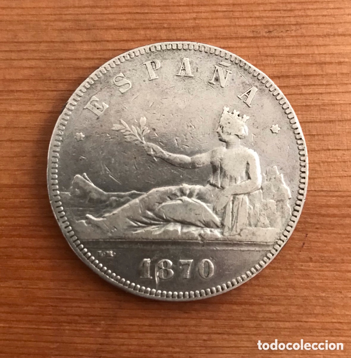 Monedas de Espa&ntilde;a: Moneda Espa&ntilde;a. 5 pesetas 1870. EBC. - Foto 1