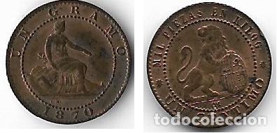 Monedas de Espa&ntilde;a: ESPA&Ntilde;A - 1870 GOBIERNO PROVISIONAL UN CENTIMO - Foto 1