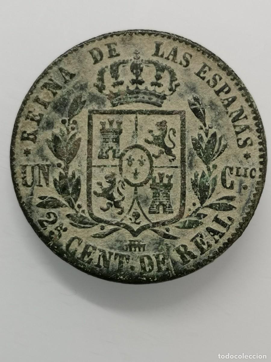 Monedas de Espa&ntilde;a: Isabel II 25 C&eacute;ntimos de Real 1862 Segovia. - Foto 2