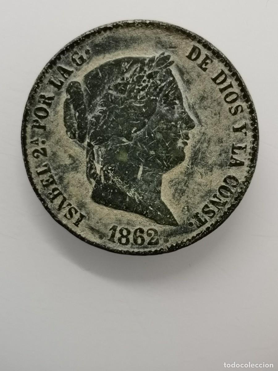 Monedas de Espa&ntilde;a: Isabel II 25 C&eacute;ntimos de Real 1862 Segovia. - Foto 3