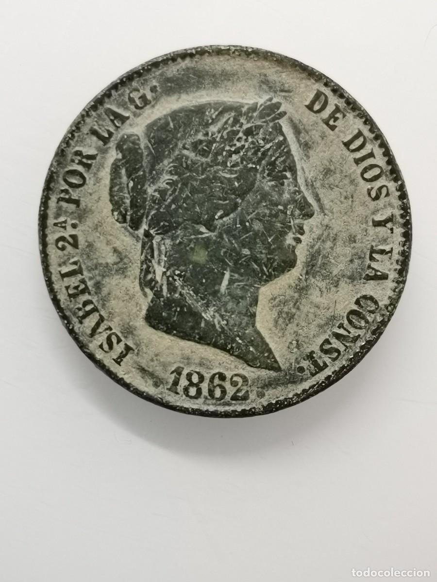 Monedas de Espa&ntilde;a: Isabel II 25 C&eacute;ntimos de Real 1862 Segovia. - Foto 5
