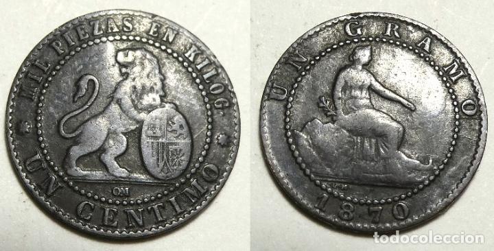 Monedas de Espa&ntilde;a: MONEDA DE 1 CENTIMO DEL GOBIERNO PROVISIONAL. 1870. - Foto 1