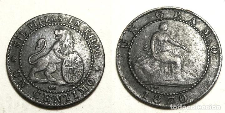 Monedas de Espa&ntilde;a: MONEDA DE 1 CENTIMO DEL GOBIERNO PROVISIONAL. 1870. - Foto 1