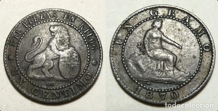 Monedas de Espa&ntilde;a: MONEDA DE 1 CENTIMO DEL GOBIERNO PROVISIONAL. 1870. - Foto 1
