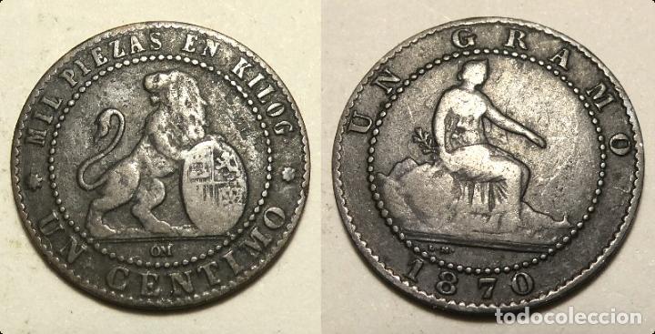 Monedas de Espa&ntilde;a: MONEDA DE 1 CENTIMO DEL GOBIERNO PROVISIONAL. 1870. - Foto 1