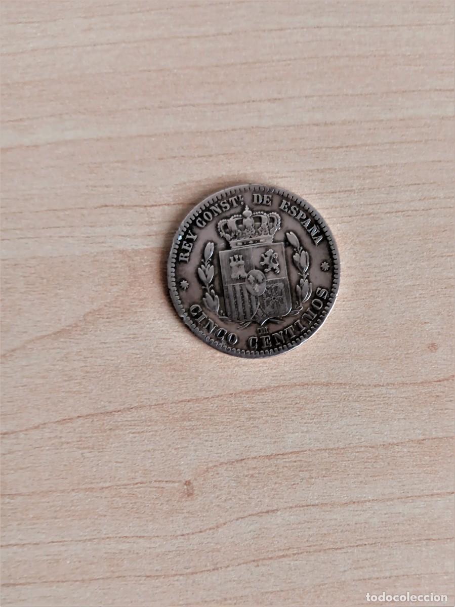 Monedas de Espa&ntilde;a: 5 centimos 1879 Barcelona.Alfonso XII - Foto 2
