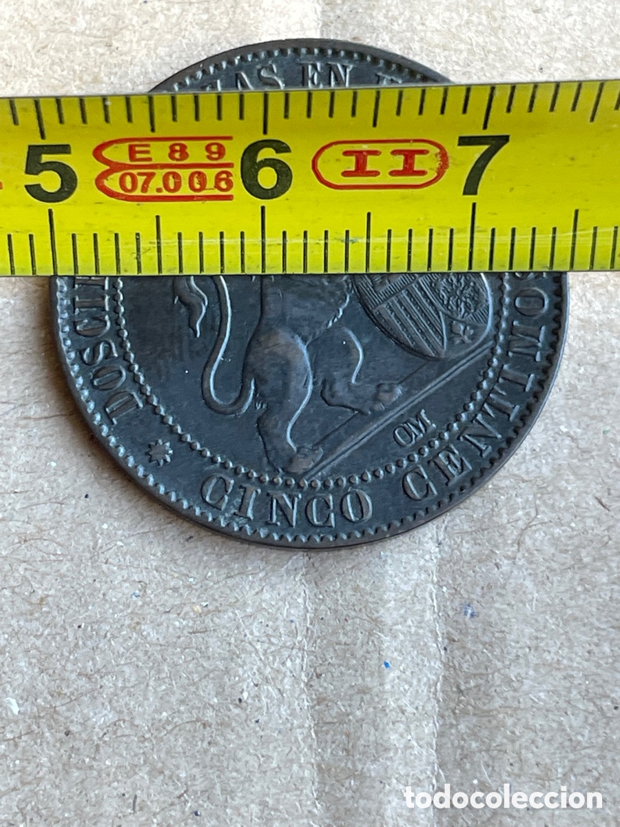 Monedas de Espa&ntilde;a: Moneda de 5 c&eacute;ntimos 1870 GOBIERNO PROVISIONAL - Foto 4