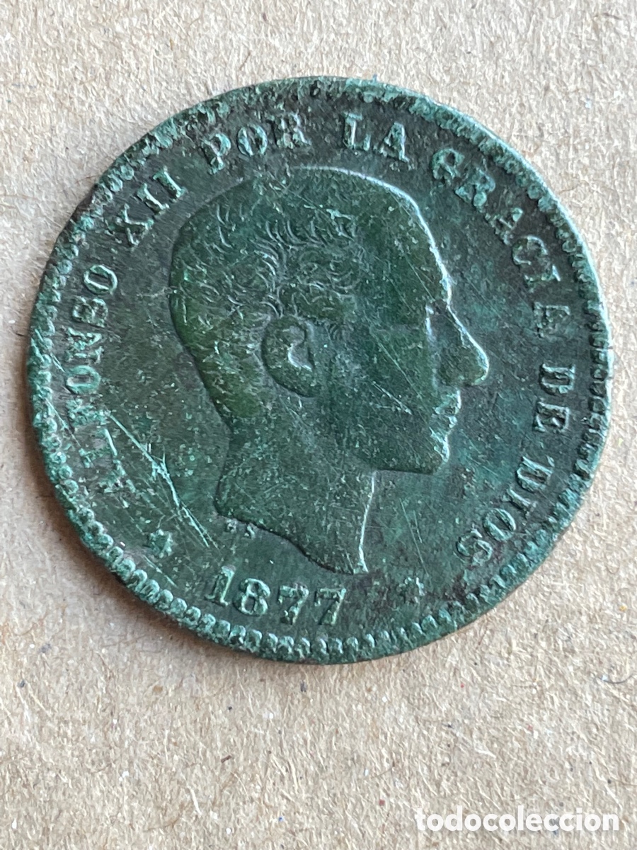 Monedas de Espa&ntilde;a: Moneda Alfonso XII 1877 / 5 C&eacute;ntimos - Foto 1