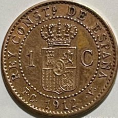 Monedas de España: MONEDA DE 1 CÉNTIMO DE ALFONSO XIII DE 1912 LETRAS PC V - EBC MUY BIEN CONSERVADA
