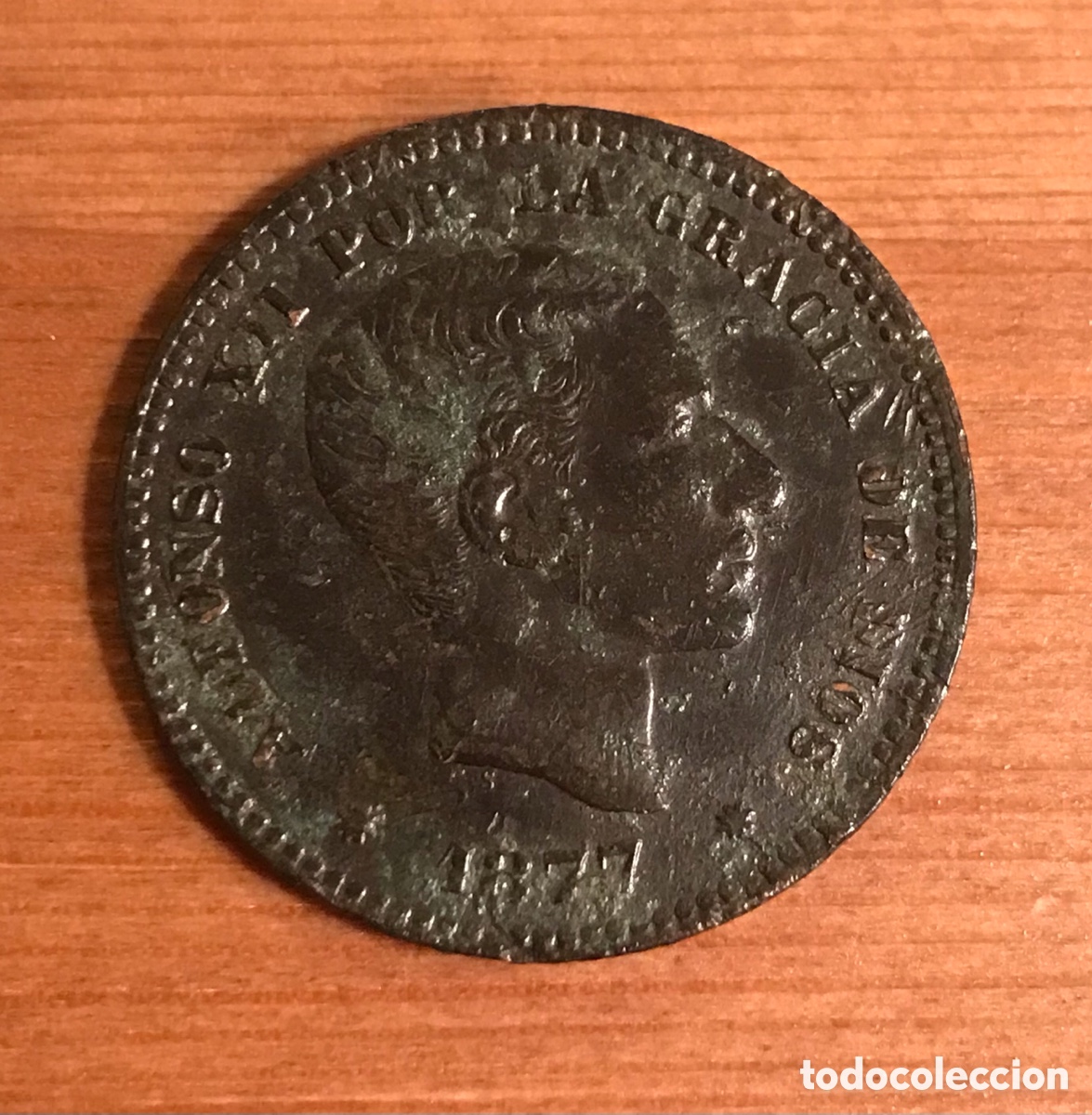 Monedas de Espa&ntilde;a: Moneda Espa&ntilde;a. Alfonso XII. 10 c&eacute;ntimos. 1877. - Foto 1