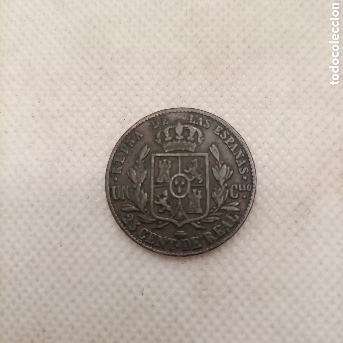 Monedas de Espa&ntilde;a: Moneda 25 cent. De Real de Isabel ll, 1859 - Foto 2