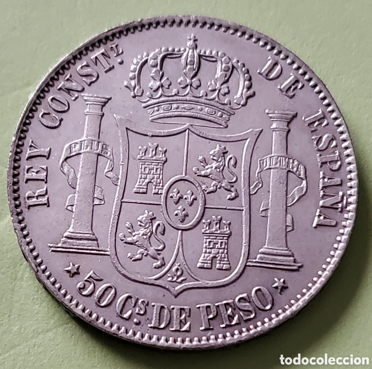 Coins of Spain: EXCEPCIONAL 50 CVOS 1885 SIN CIRCULAR PRECIOSA