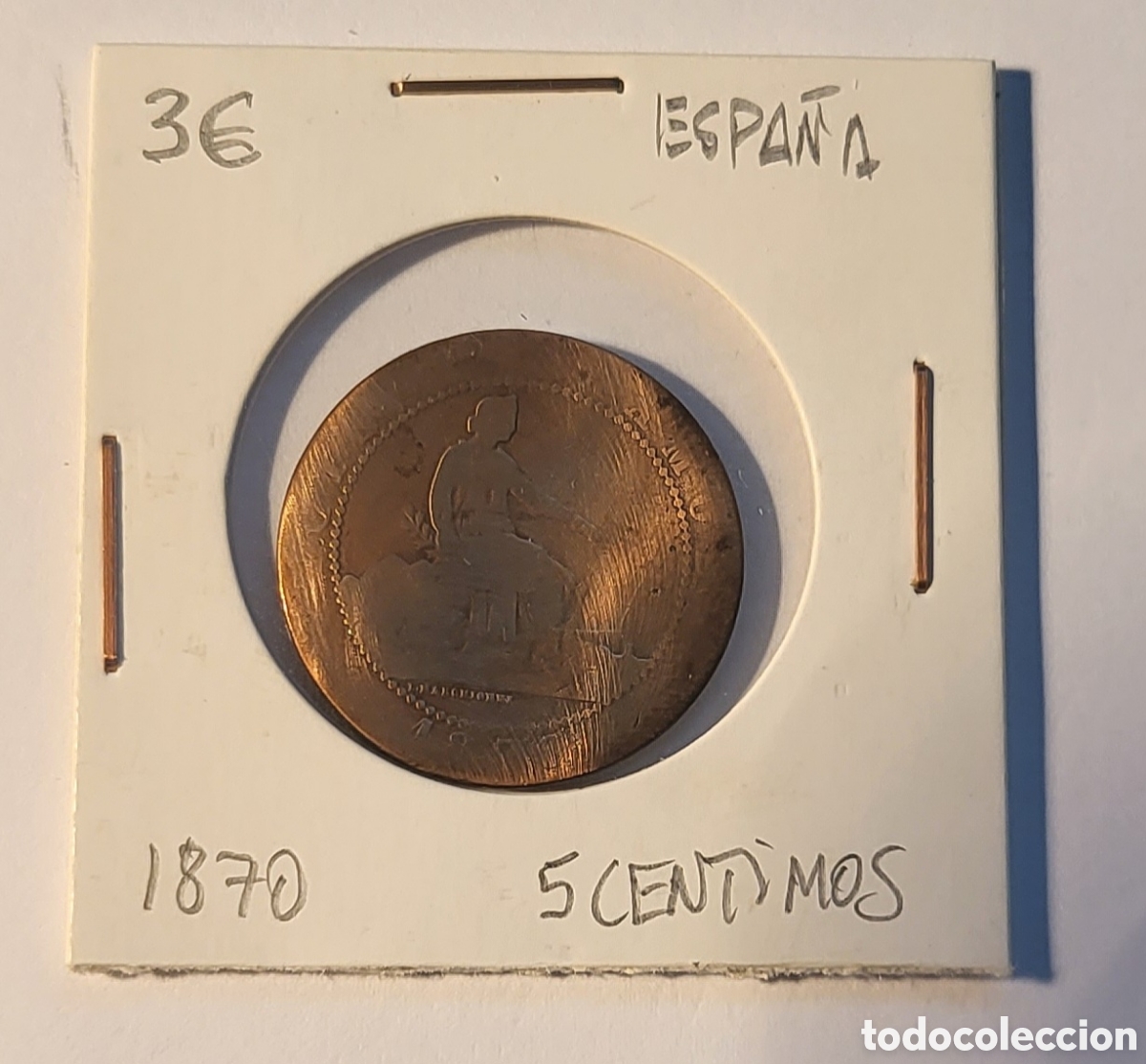 Monedas de Espa&ntilde;a: MONEDA DE ESPA&Ntilde;A 1870. &rdquo;5 C&eacute;ntimos&rdquo; - Foto 1