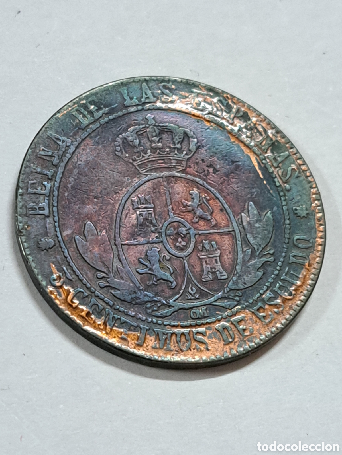 Monedas de Espa&ntilde;a: 5 c&eacute;ntimos de escudo Isabel II a&ntilde;o 1867 - Foto 2