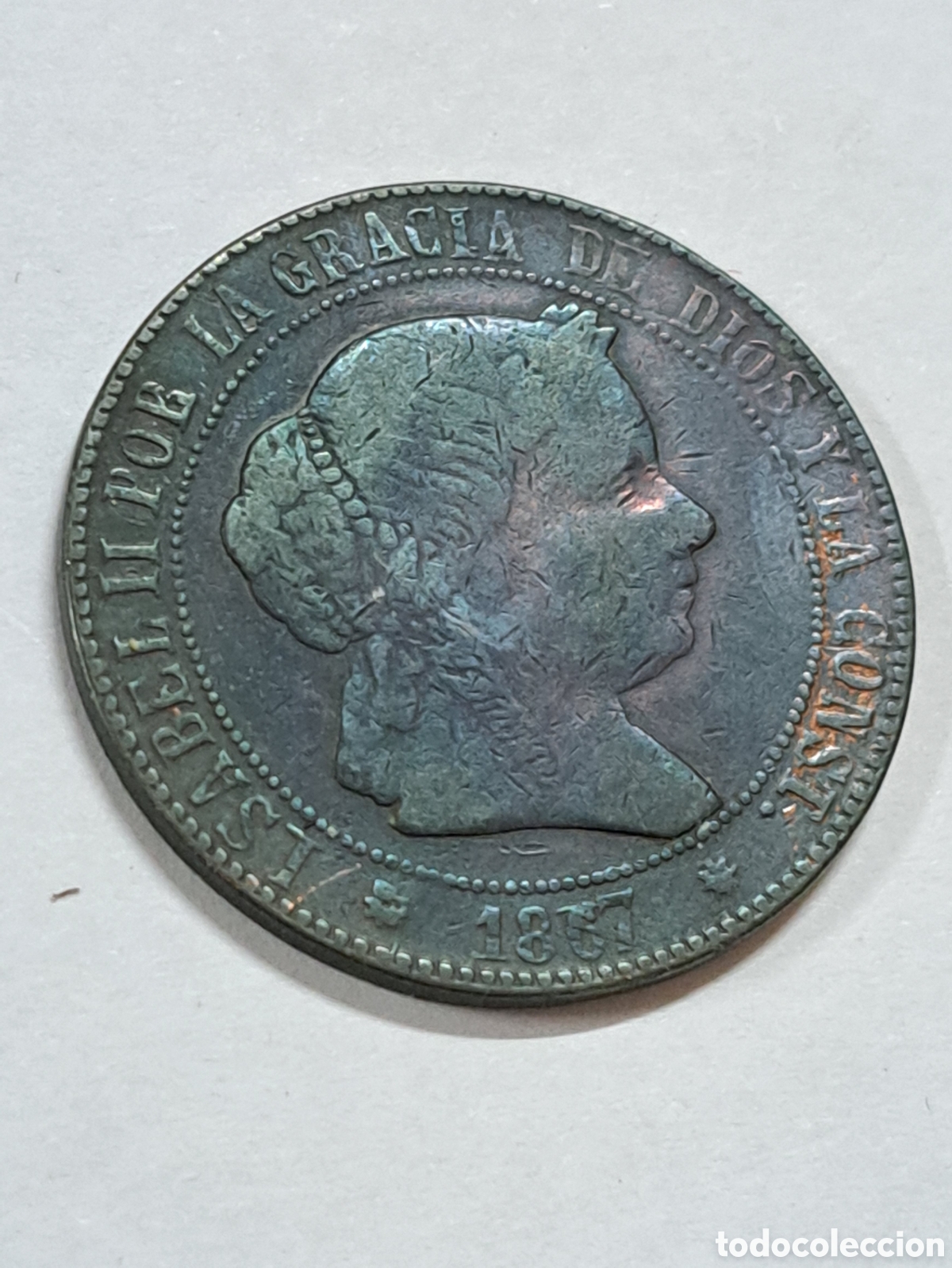 Monedas de Espa&ntilde;a: 5 c&eacute;ntimos de escudo Isabel II a&ntilde;o 1867 - Foto 1