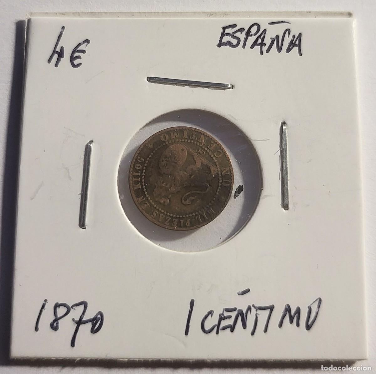 Monedas de Espa&ntilde;a: MONEDA DE ESPA&Ntilde;A 1870 &rdquo;1 CENTIMO&rdquo; - Foto 1