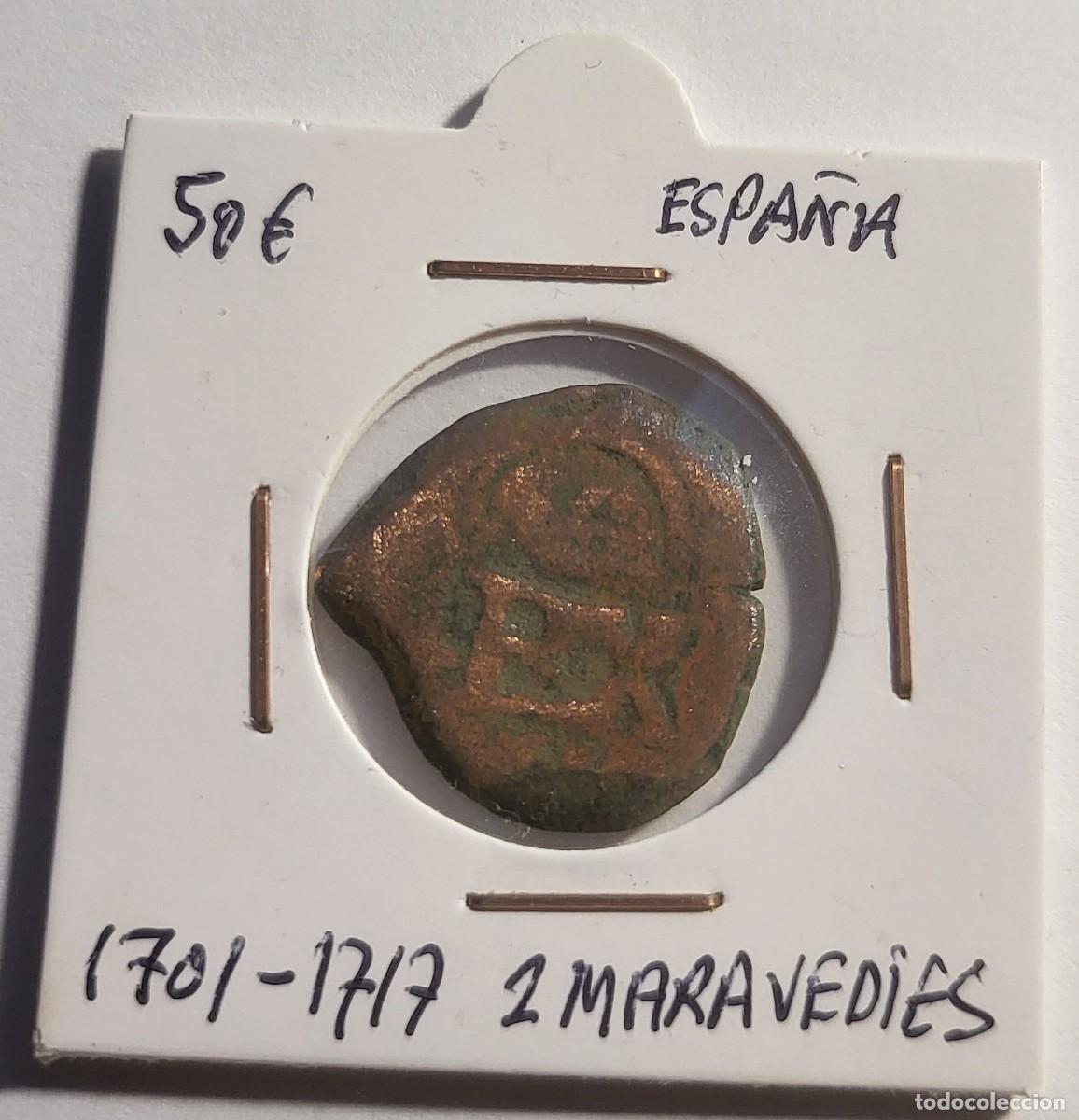 Monedas de Espa&ntilde;a: MONEDA DE ESPA&Ntilde;A 1701-1717 &rdquo;2 MARAVEDIES&rdquo; - Foto 1