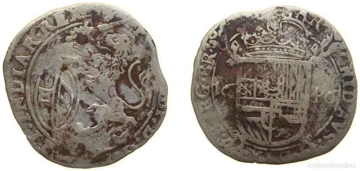 Coins of Spain: Low countries feudal Duchy of Brabant Spanish possession 1646 1 Schelling - Philip IV Silver (.582)