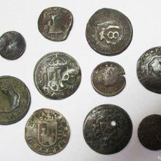 Monedas de España: FELIPE III - FELIPE IV. CONJUNTO DE 10 MONEDAS DE COBRE (MARAVEDIS), RESELLADAS. LOTE 4675