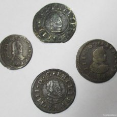 Monedas de España: FELIPE IV. CONJUNTO DE 4 MONEDAS DE COBRE: 1 DE 8 MARAVEDÍS Y 3 DE 16 MARAVEDÍS. LOTE 4676