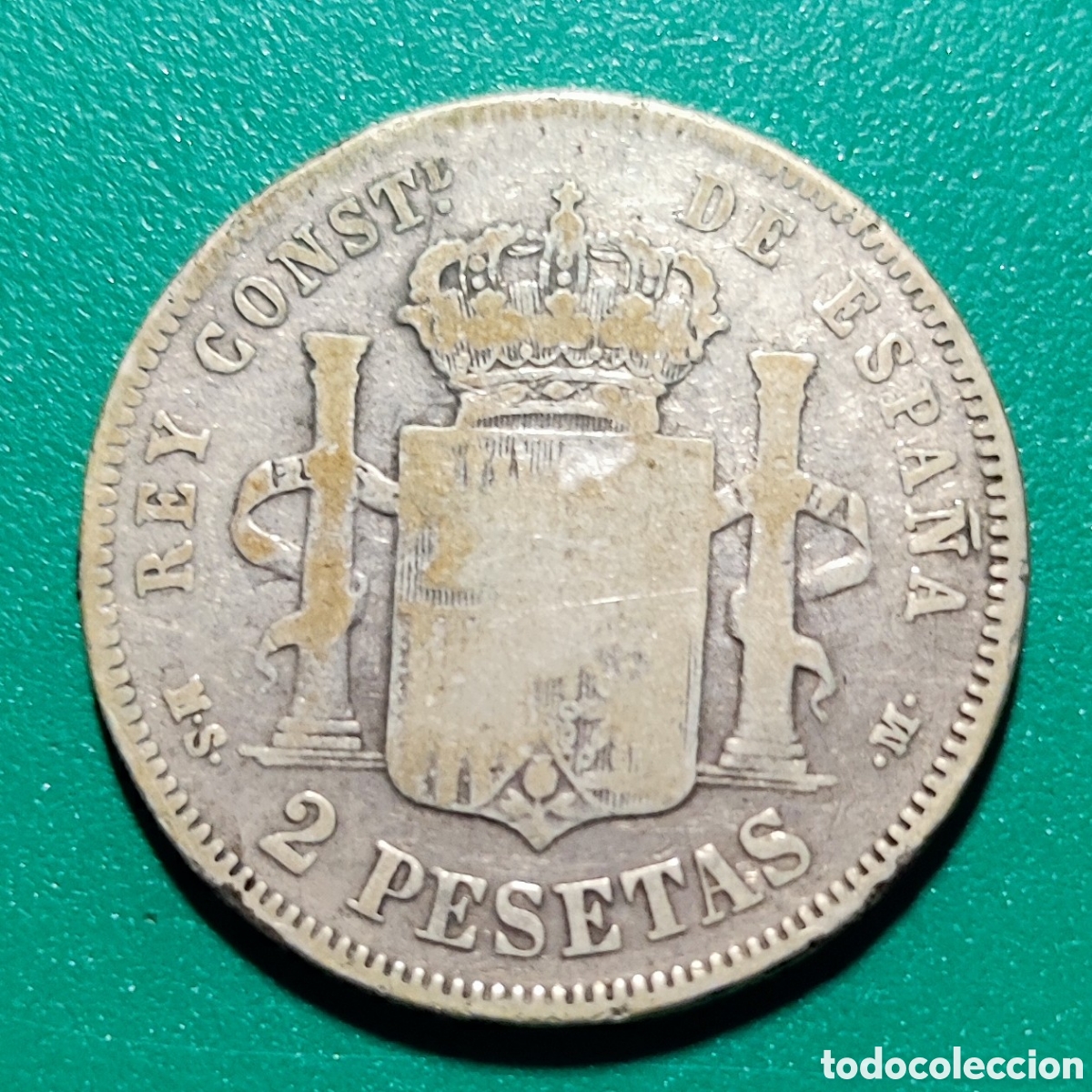 Monedas de Espa&ntilde;a: 2 Pesetas plata Alfonso XII 1882 MSM. - Foto 2