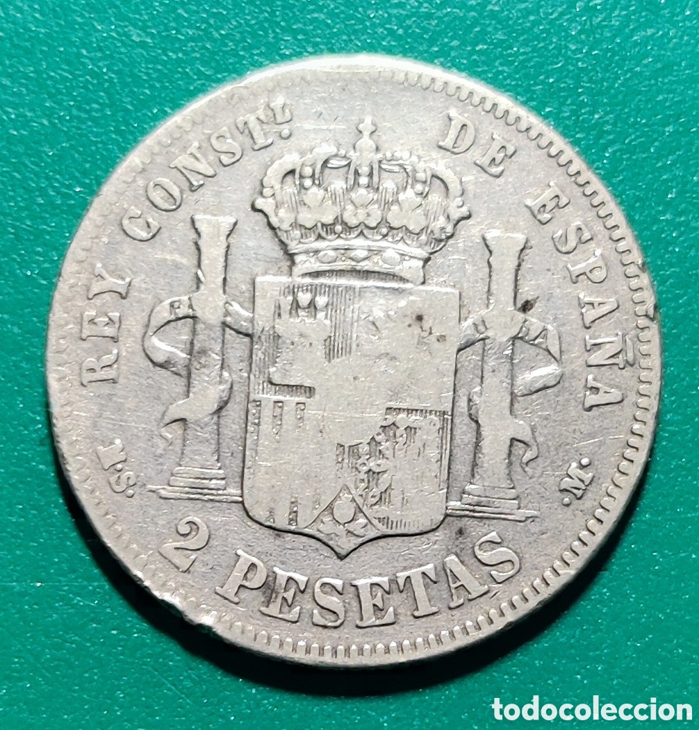 Monedas de Espa&ntilde;a: 2 Pesetas plata Alfonso XII 1882 MSM. - Foto 2