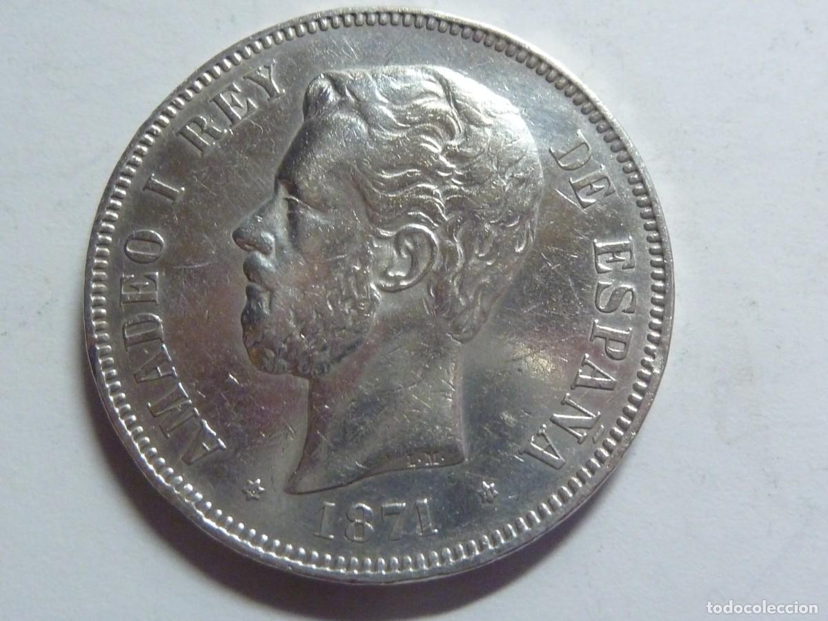 Monedas de Espa&ntilde;a: 5 PTAS AMADEO I 1871*74 PLATA EBC - Foto 1
