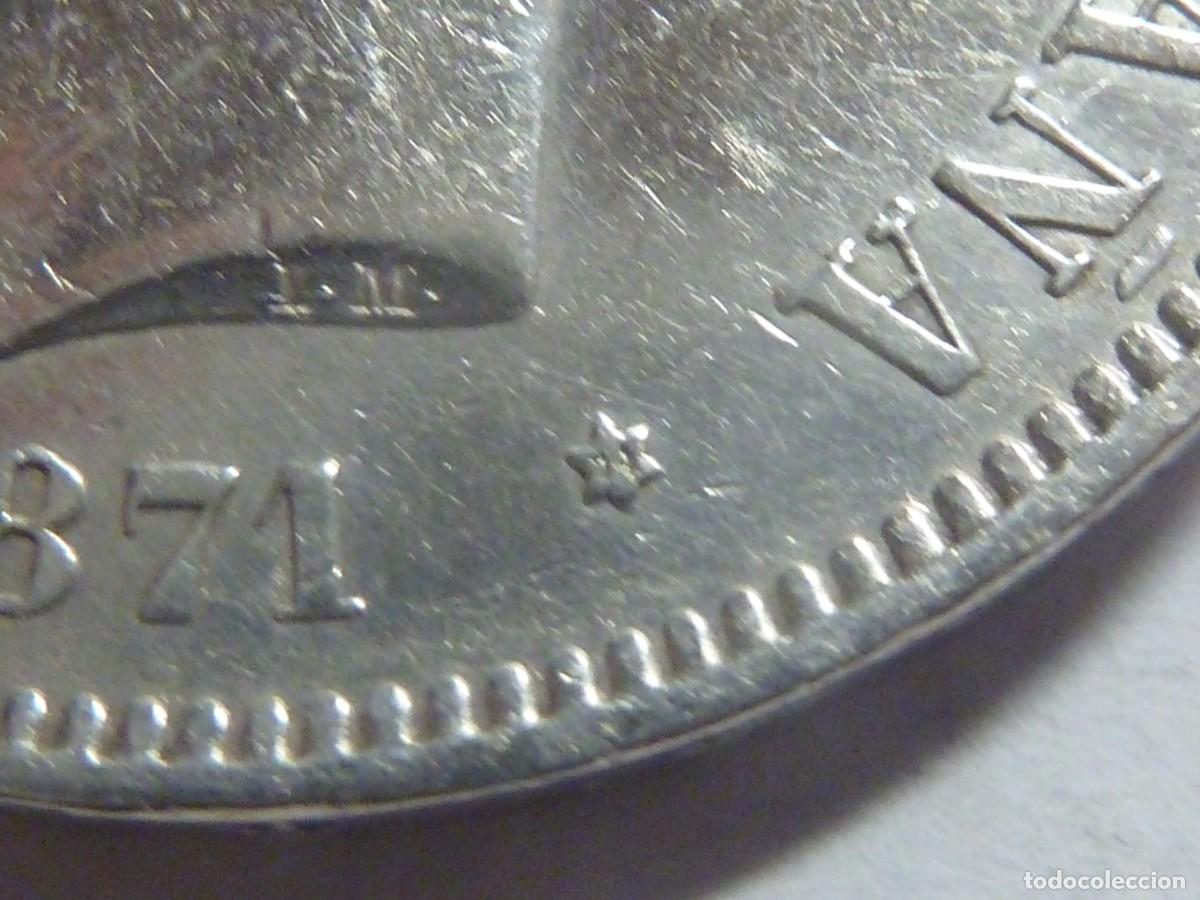 Monedas de Espa&ntilde;a: 5 PTAS AMADEO I 1871*74 PLATA EBC - Foto 3