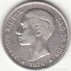 Monedas de España: ALFONSO XII: 1 PESETA 1876 DEM ESTRELLAS 18-76 / PLATA