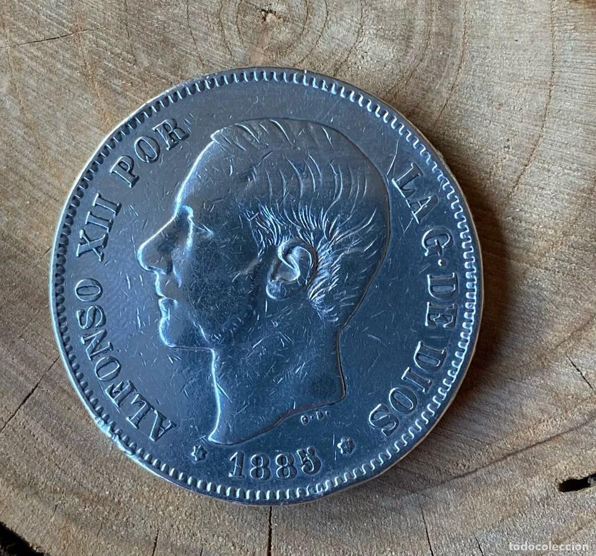 Monedas de Espa&ntilde;a: Moneda de 5 pesetas de Alfonso XII de 1885 BC - Foto 1