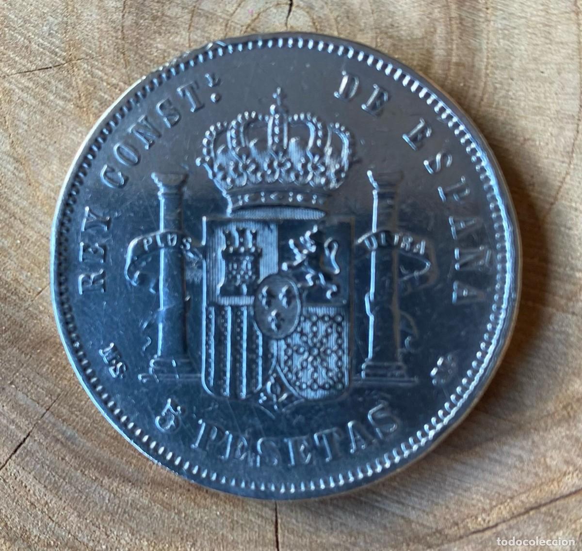 Monedas de Espa&ntilde;a: Moneda de 5 pesetas de Alfonso XII de 1885 BC - Foto 2