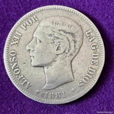 Monedas de España: MONEDA ESPAÑA. 5 PESETAS. PLATA 900. ALFONSO XII. 1881 *__-__. MSM. ORIGINAL. 24,62GR. ESCASA.