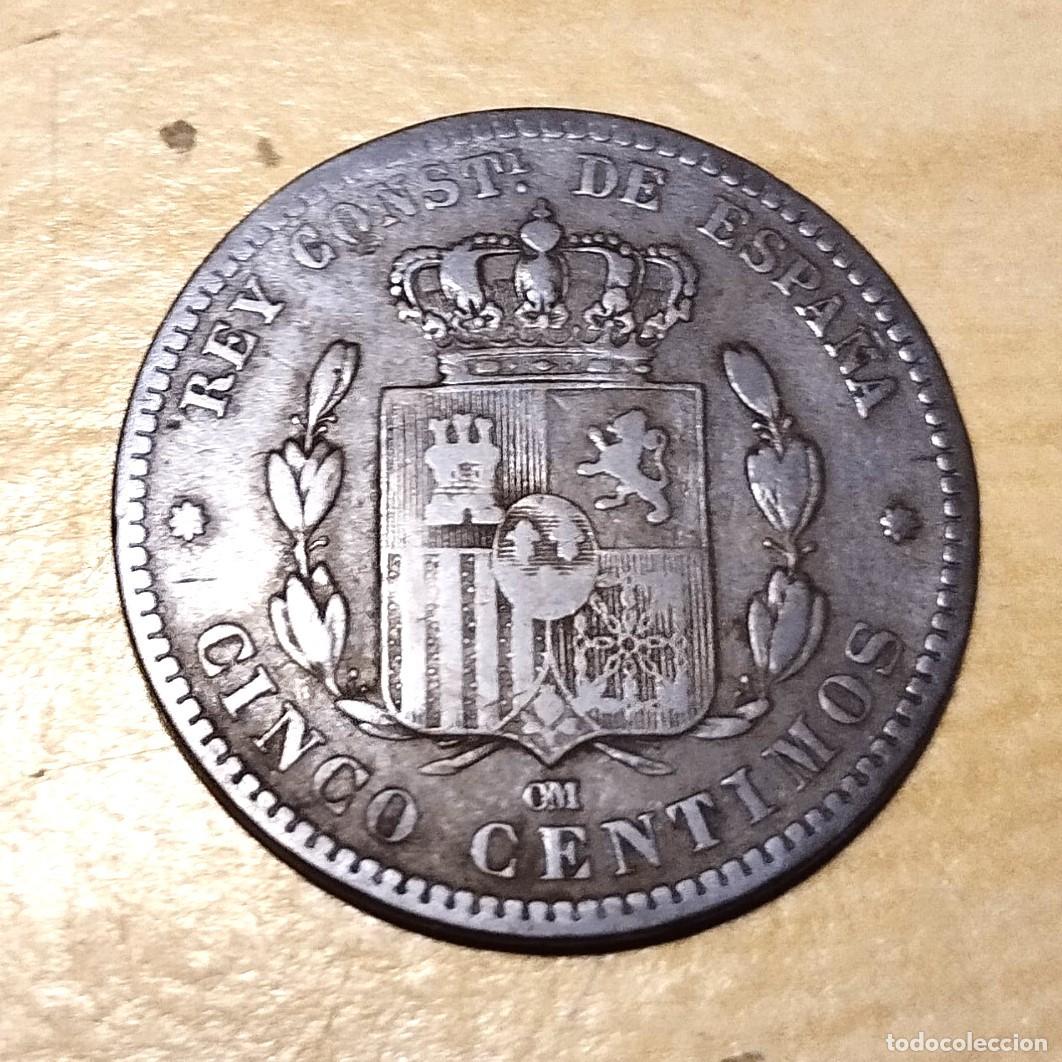 Monedas de Espa&ntilde;a: MONEDA 5 CENTIMOS ALFONSO XII 1877. - Foto 2